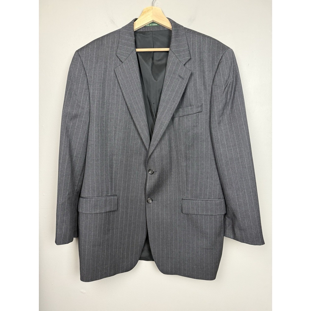 Vintage Lauren Ralph Lauren Wool Pinstripe Blazer Sport Coat Gray 2 Button 40R